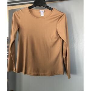 VICKI WAYNE Petite Small Long Sleeve BLOUSE tan